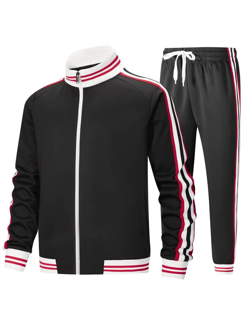 Men's 2-Piece Track Suit Set - Long Sleeve Full-Zip Jacket & Pants