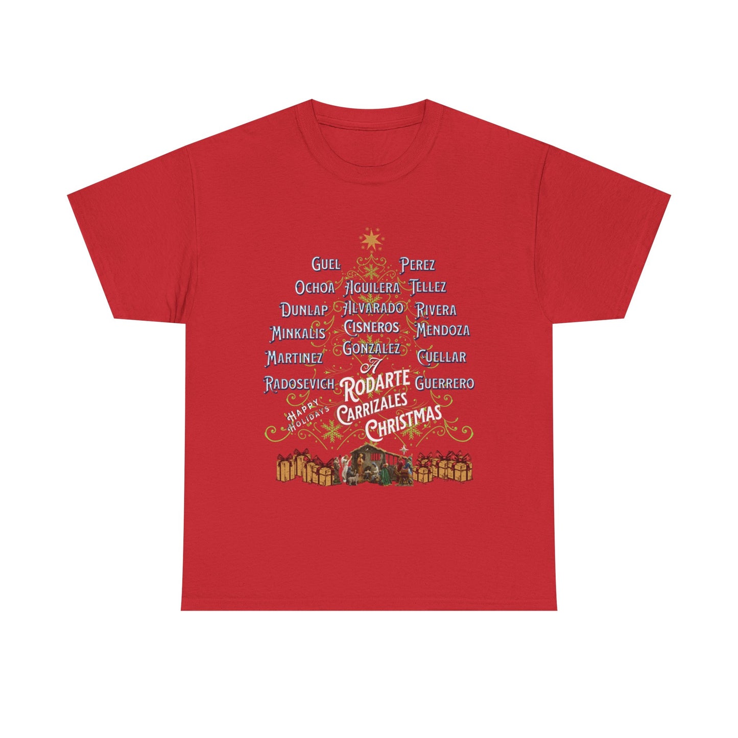 Carrizalez/Rodarte Holiday Festive Unisex Heavy Cotton Tee, Holiday T-Shirt, Family Gathering Outfit, Christmas Gift, Casual Wear, Personalized Tee