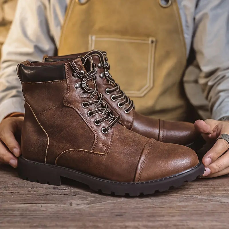 Men's Chukka Boots - Fashion Motorcycle Boots with Platform Lug Sole