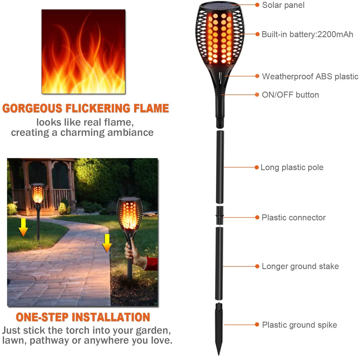 Waterproof Outdoor Lighting with Flickering Effect