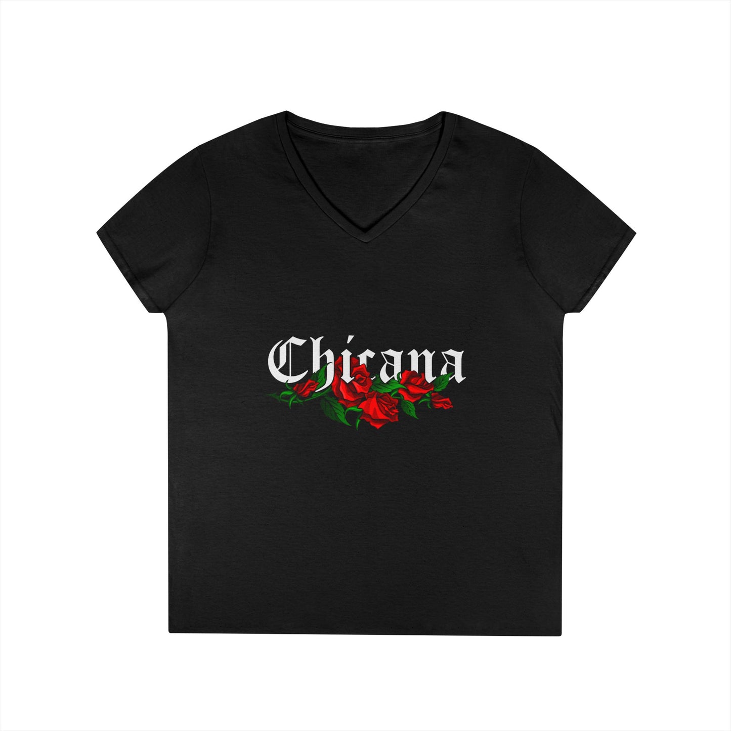 Chicano Culture Floral Ladies' V-Neck T-Shirt, Perfect for Spring, Mother's Day Gift, Casual Wear, Lightweight Fashion, Everyday Outfit