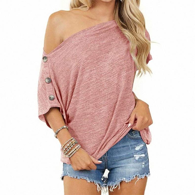 Off-Shoulder Button Short Sleeve