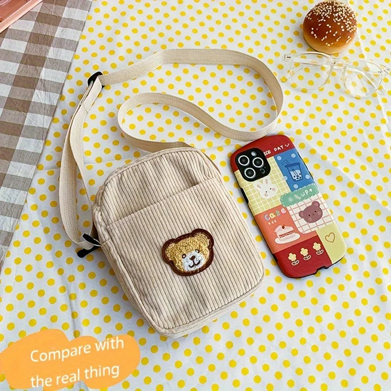 Girls’ Corduroy Bear Crossbody Bag