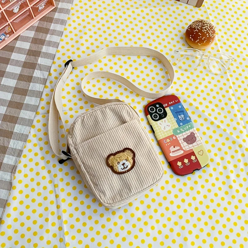 Girls’ Corduroy Bear Crossbody Bag