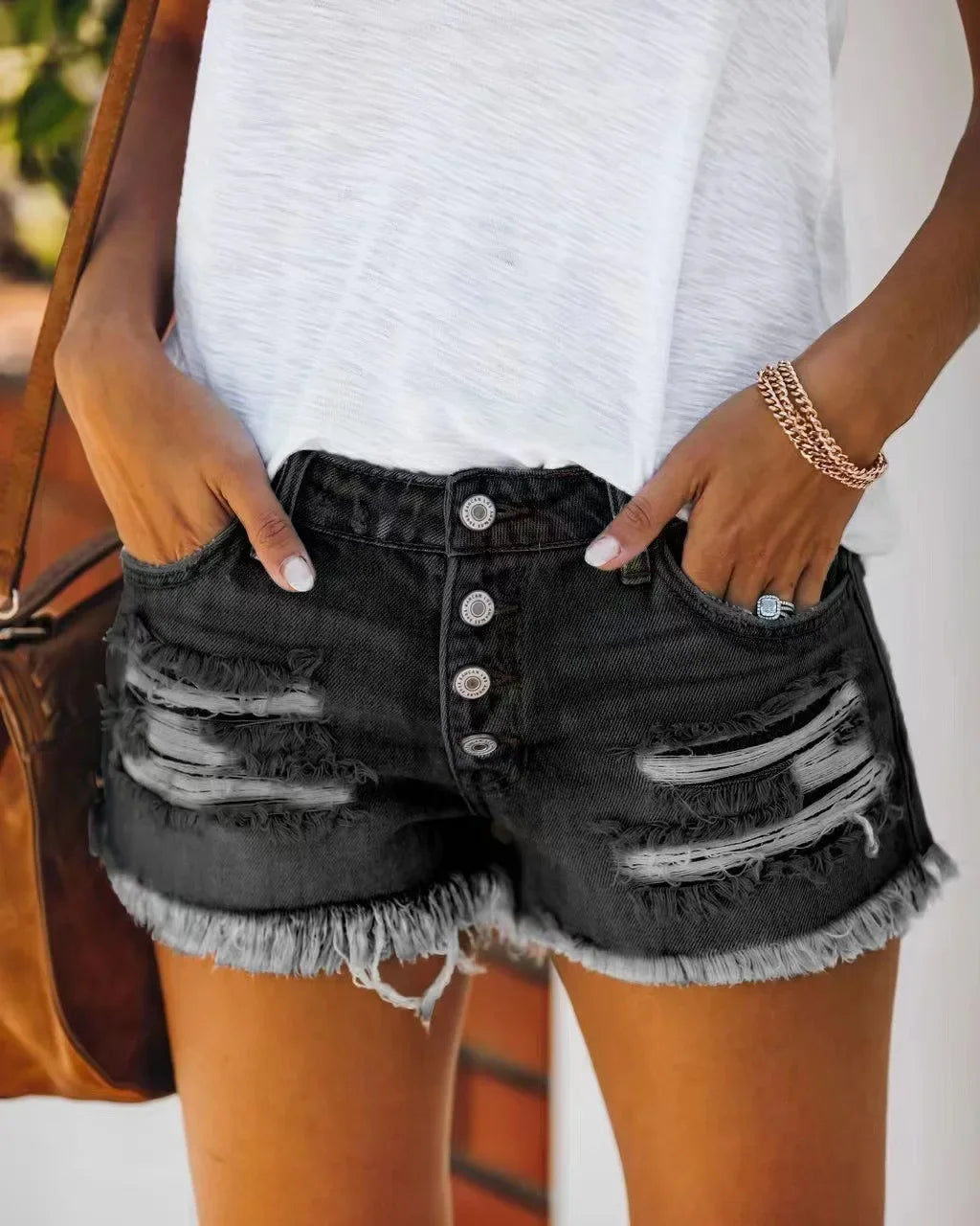 Women’s Ripped Vintage Denim Shorts