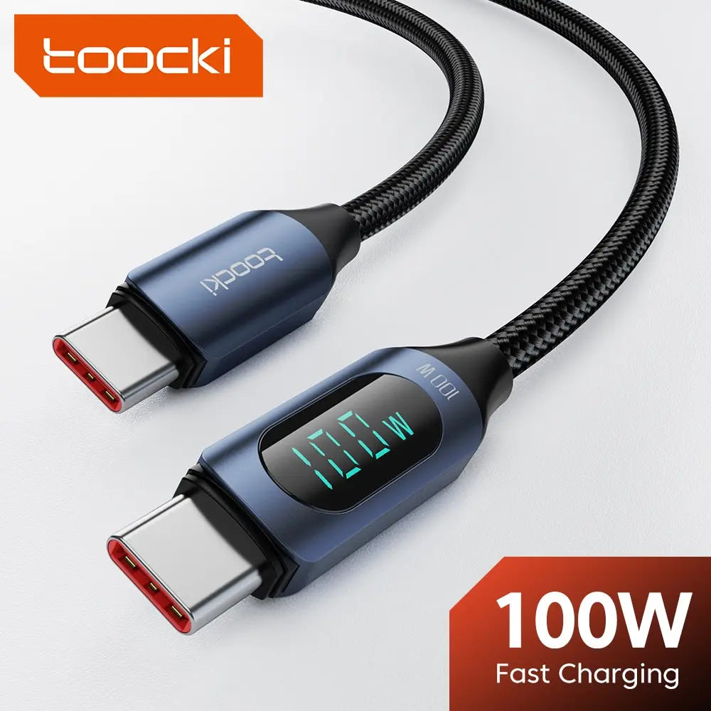 Power Cable – 100W Type-C to Type-C Fast Charger with Display