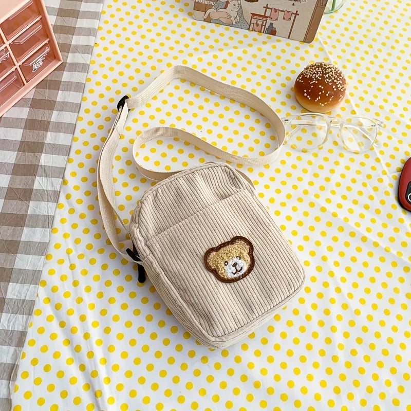 Girls’ Corduroy Bear Crossbody Bag