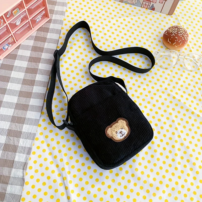 Girls’ Corduroy Bear Crossbody Bag
