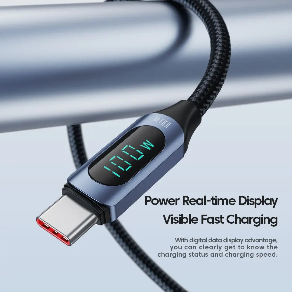 Power Cable – 100W Type-C to Type-C Fast Charger with Display