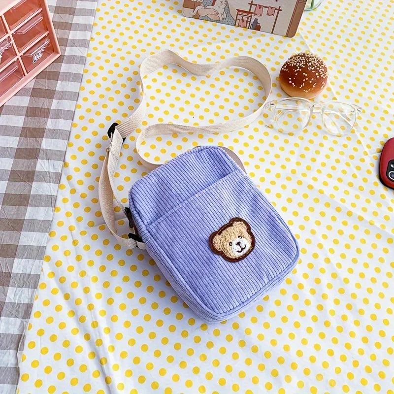 Girls’ Corduroy Bear Crossbody Bag