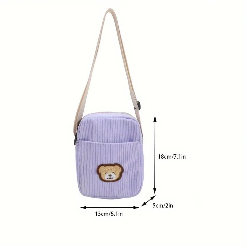 Girls’ Corduroy Bear Crossbody Bag
