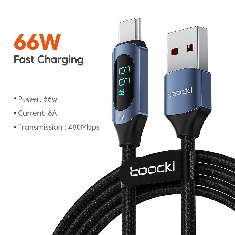 Power Cable – 100W Type-C to Type-C Fast Charger with Display