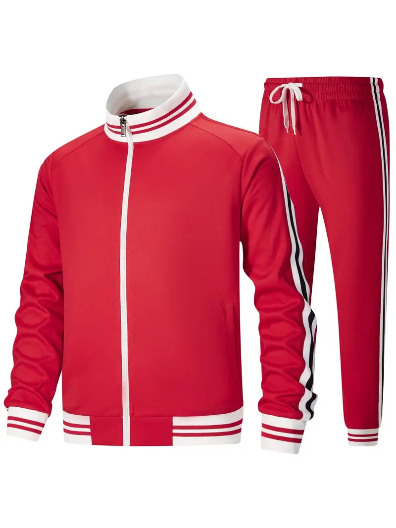 Men's 2-Piece Track Suit Set - Long Sleeve Full-Zip Jacket & Pants