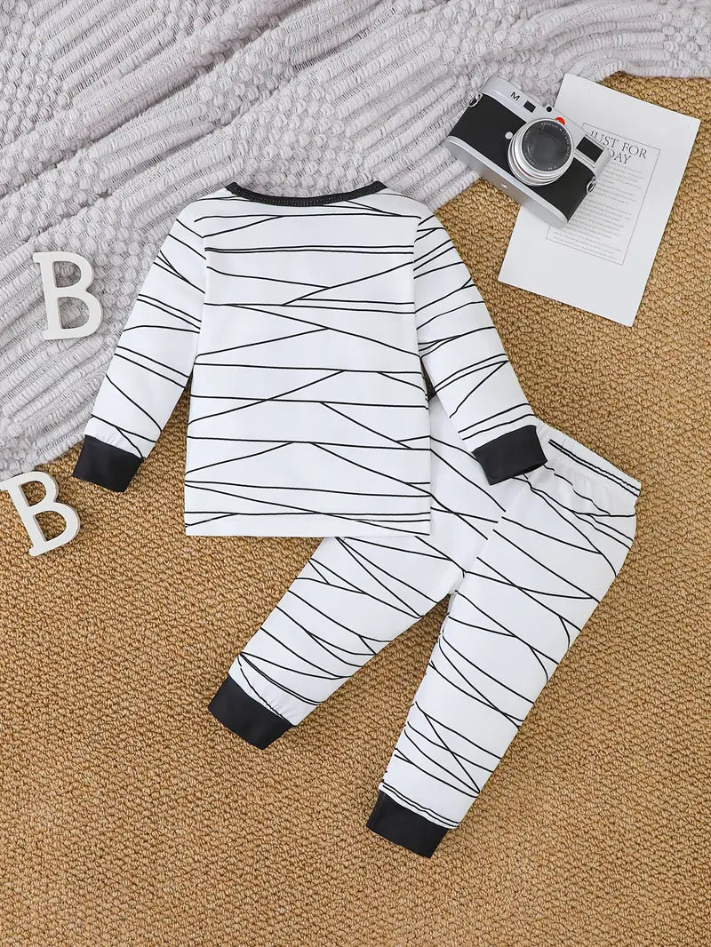 Baby & Toddler Halloween Outfit Set – Long Sleeve Top & Pants with Cute Cartoon Print