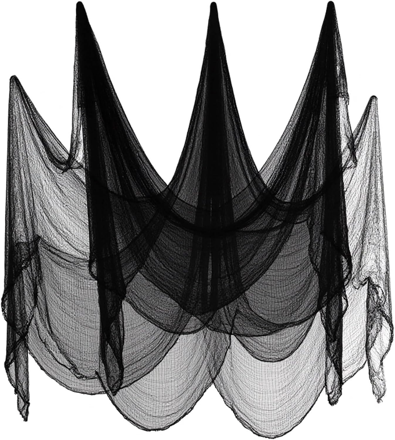 6-Pack Halloween Black Creepy Cloth (30×72 in) – Spooky Fabric for Haunted House, Indoor & Outdoor Party Décor
