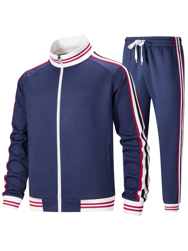 Men's 2-Piece Track Suit Set - Long Sleeve Full-Zip Jacket & Pants