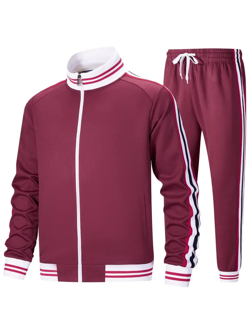 Men's 2-Piece Track Suit Set - Long Sleeve Full-Zip Jacket & Pants