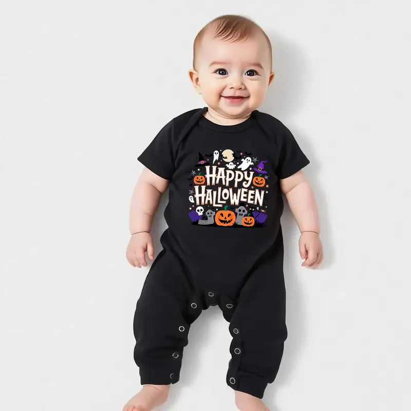 Halloween Matching Pajama Set – 2pcs T-Shirt & Pants for Families, Couples & Women