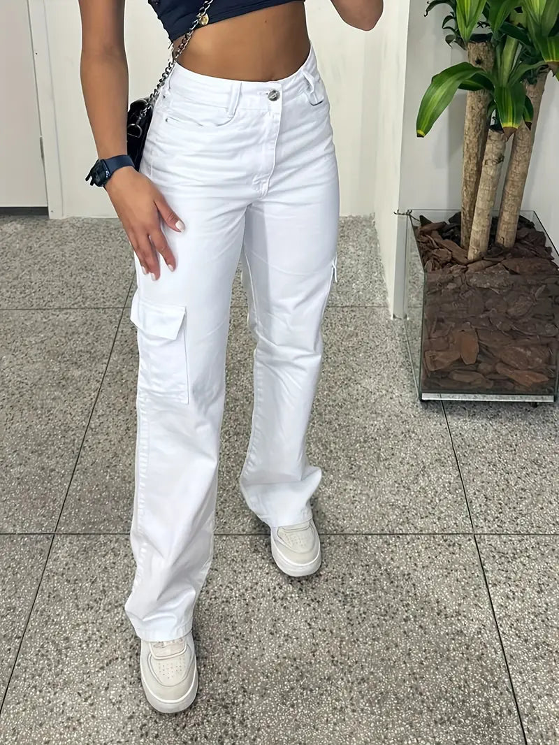 Women’s High-Waisted Casual Cargo Pants – Lightweight All-Season Comfort