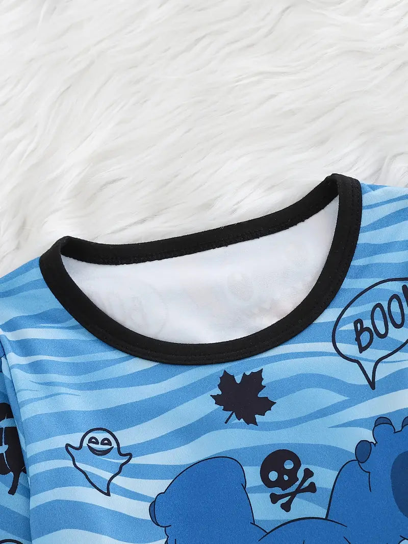 Disney Halloween Stitch Pajama Set for Boys – Pumpkin Pattern Long Sleeve Top & Pants