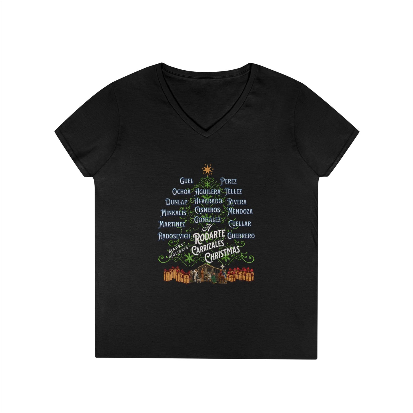 Carrizalez/Rodarte Holiday Ladies' Inspirational V-Neck T-Shirt, Motivational Quote Tee, Casual Daily Wear, Perfect Gift for Friends, Celebration Shirt