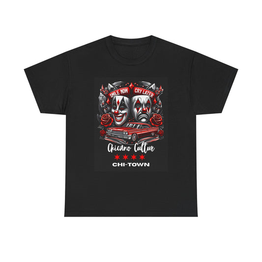 Chicano Culture Chic Horror Graphic Tee, Unisex T-shirt for Halloween, Casual Wear, Gift for Comic Fans, Street Style Apparel