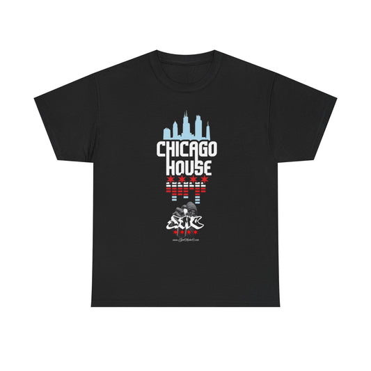 Chicago House JMC Graphic Unisex Heavy Cotton Tee | Cool Streetwear, Casual Fashion, Summer Vibes, Travel Apparel, Gift for Him/Her