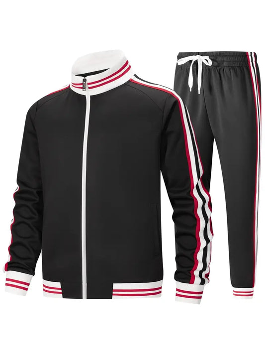 Men's 2-Piece Track Suit Set - Long Sleeve Full-Zip Jacket & Pants