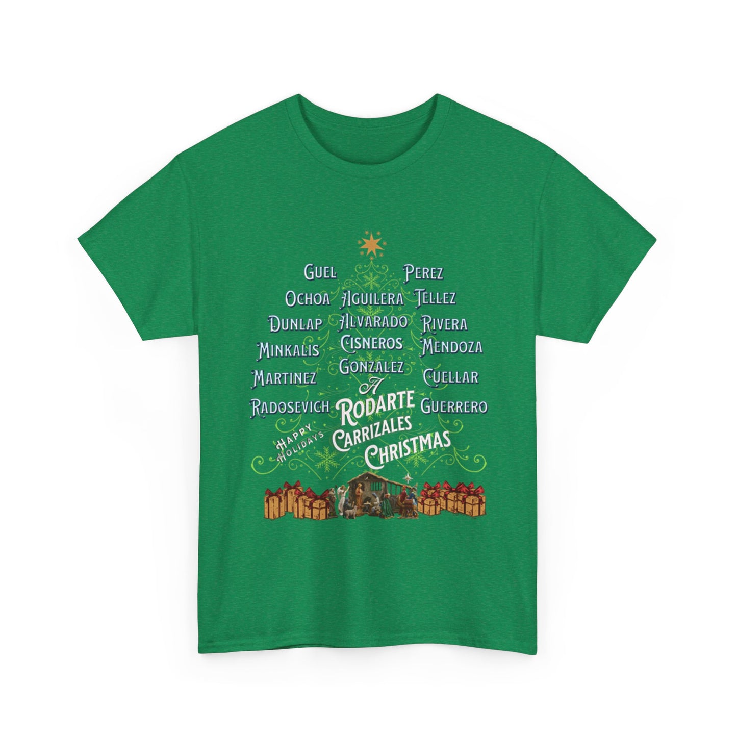 Carrizalez/Rodarte Holiday Festive Unisex Heavy Cotton Tee, Holiday T-Shirt, Family Gathering Outfit, Christmas Gift, Casual Wear, Personalized Tee
