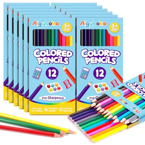 144-Count Colored Pencils – 12 Packs of Pre-Sharpened Vibrant Pencils