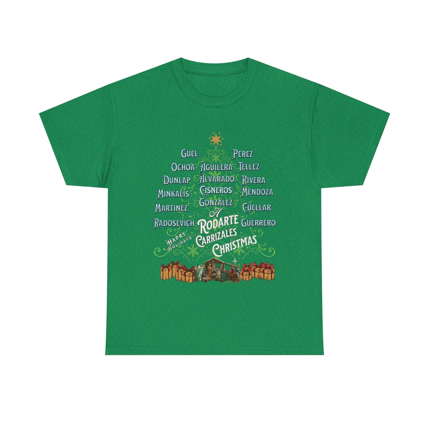 Carrizalez/Rodarte Holiday Festive Unisex Heavy Cotton Tee, Holiday T-Shirt, Family Gathering Outfit, Christmas Gift, Casual Wear, Personalized Tee