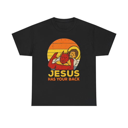 Vintage Jesus Has Your Back Tee, Unisex T-Shirt, Graphic Tee, Fun Religious Shirt, Gift for Believers, Comfortable Casual Wear