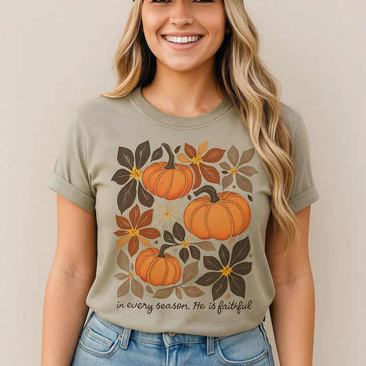 In Every Season He is Faithful – Christian Fall T-Shirt