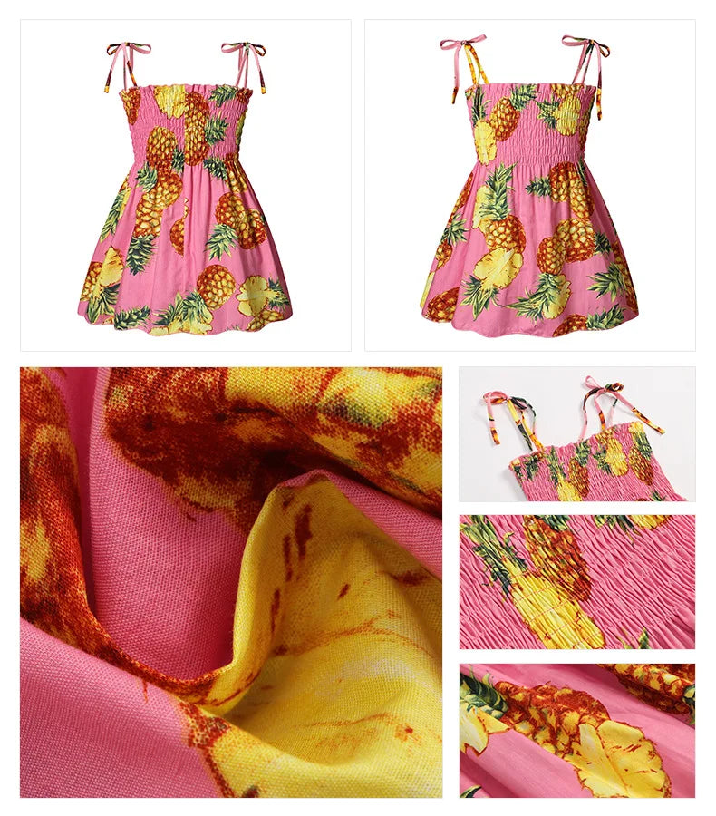 2025 Summer Toddler Girls’ Strapless Floral & Solid Color Princess Dress