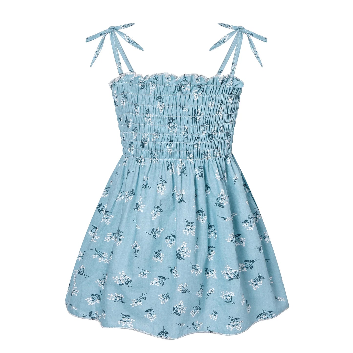 2025 Summer Toddler Girls’ Strapless Floral & Solid Color Princess Dress
