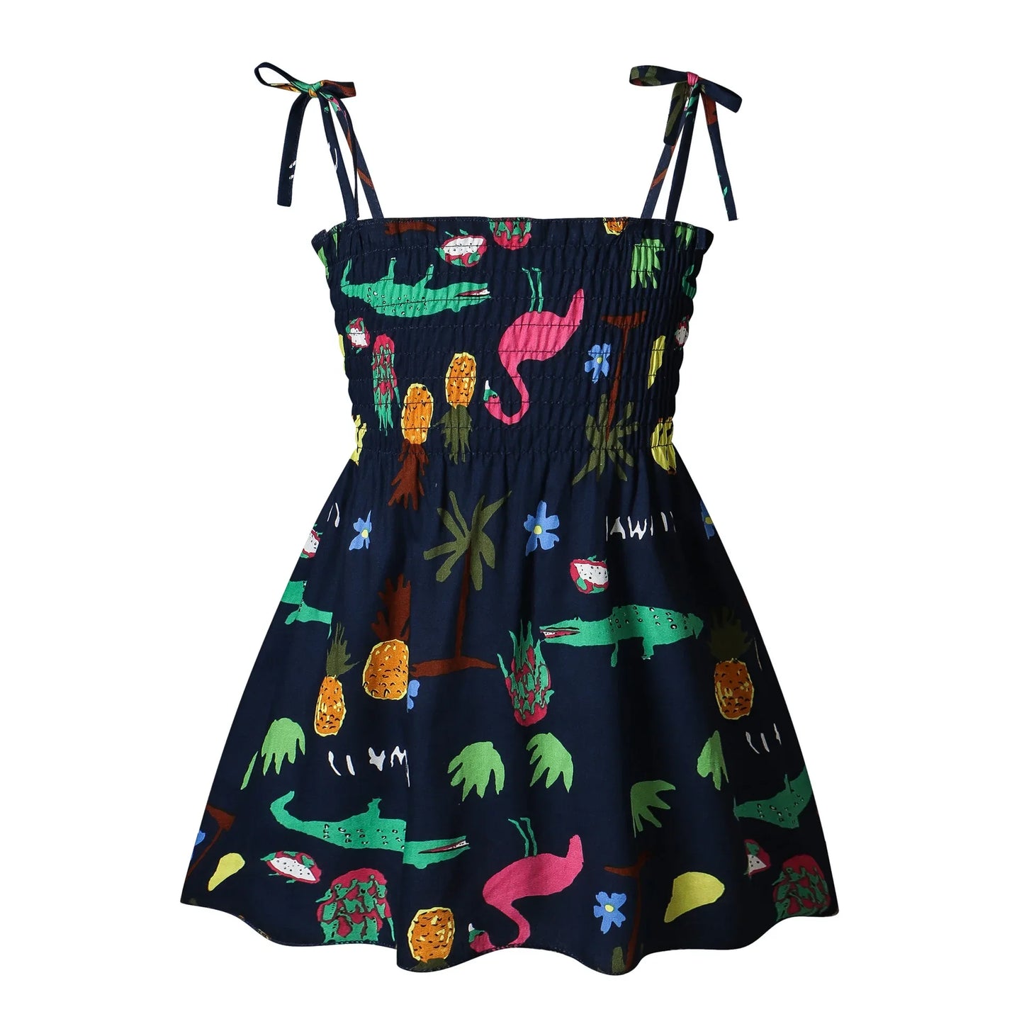2025 Summer Toddler Girls’ Strapless Floral & Solid Color Princess Dress