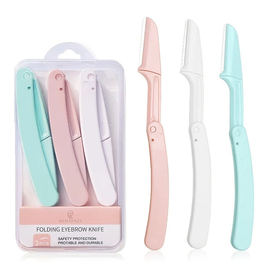 BrowTidy Foldable Eyebrow Trimmer Set – 1pc/3pcs Facial Shaver Beauty Tools
