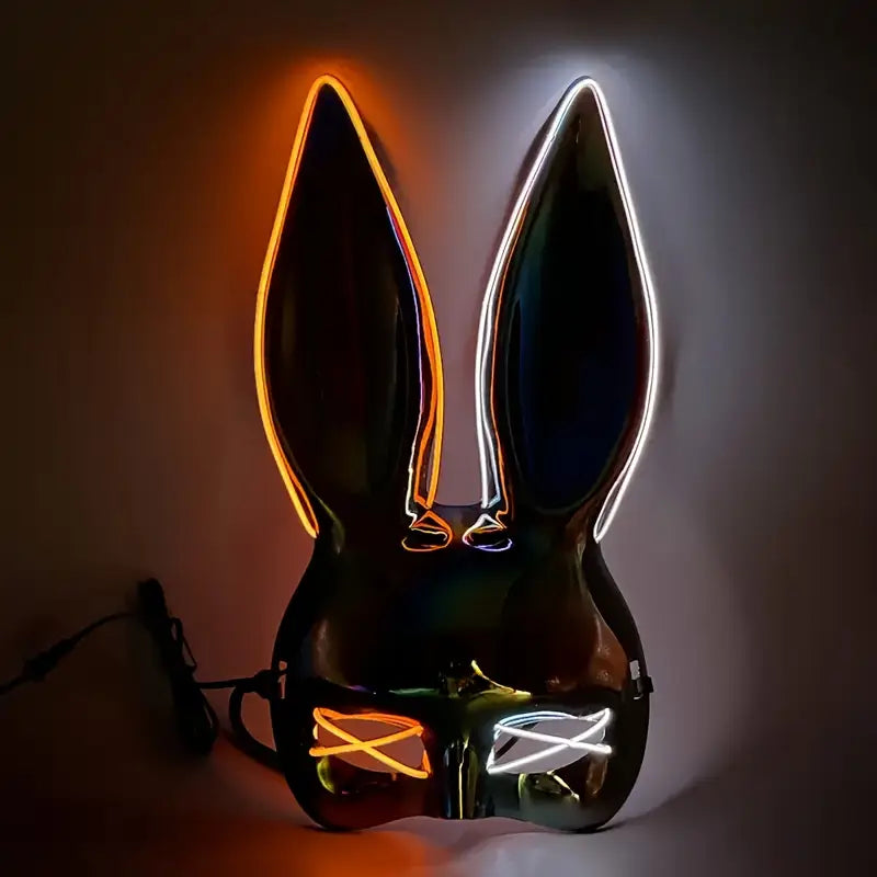 Luminous Two-Color Rabbit Mask – Glow Costume Prop for Halloween, Masquerade, Carnival & Easter Parties