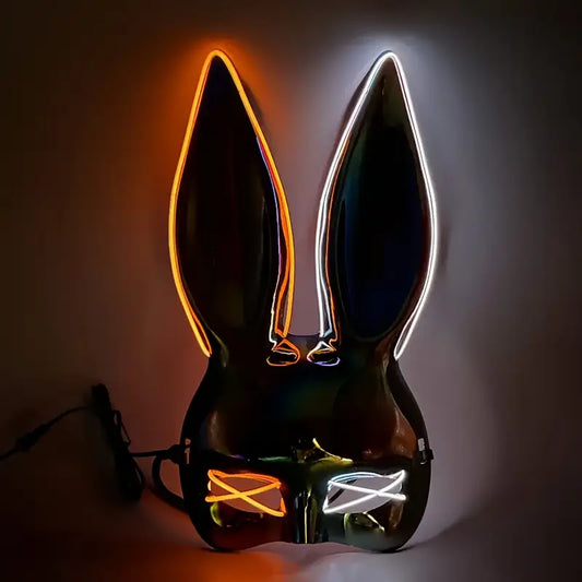 Luminous Two-Color Rabbit Mask – Glow Costume Prop for Halloween, Masquerade, Carnival & Easter Parties
