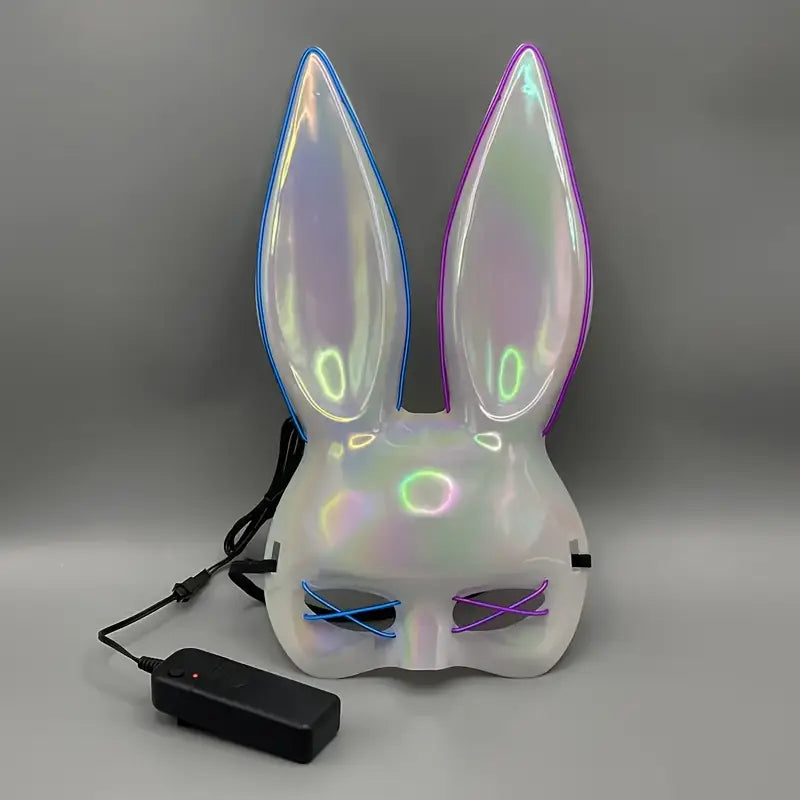 Luminous Two-Color Rabbit Mask – Glow Costume Prop for Halloween, Masquerade, Carnival & Easter Parties