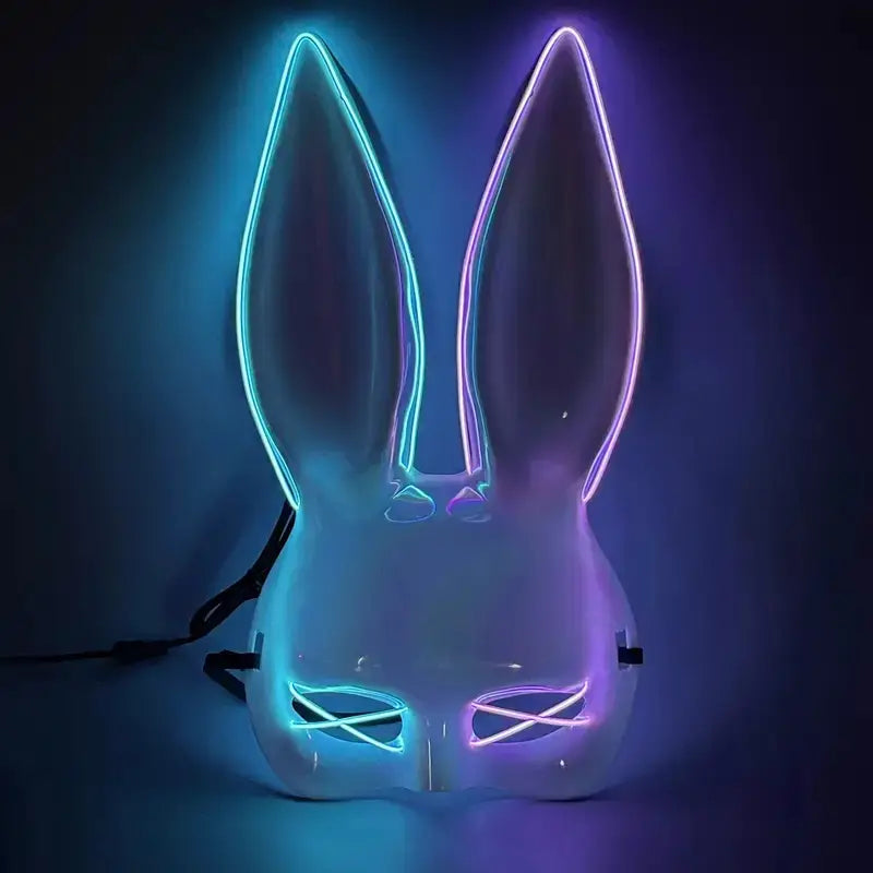 Luminous Two-Color Rabbit Mask – Glow Costume Prop for Halloween, Masquerade, Carnival & Easter Parties