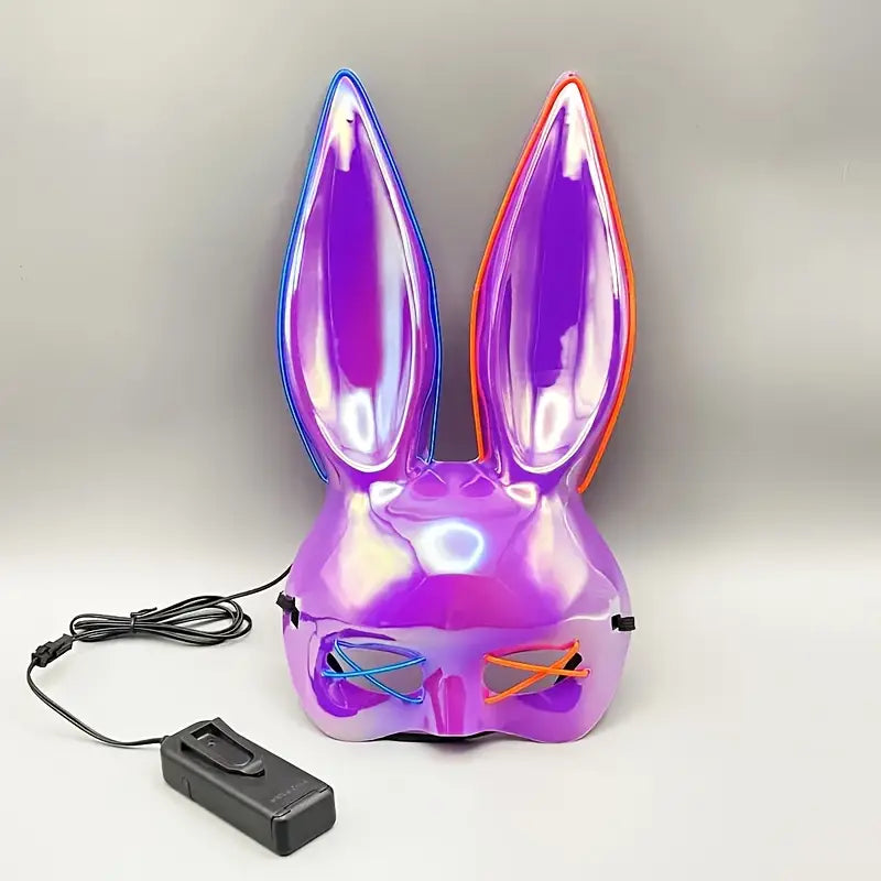 Luminous Two-Color Rabbit Mask – Glow Costume Prop for Halloween, Masquerade, Carnival & Easter Parties