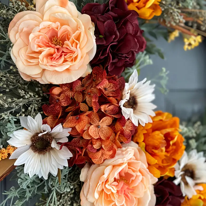 Elegant 17.72" Large Artificial Flower Wreath – All-Season Door Decor