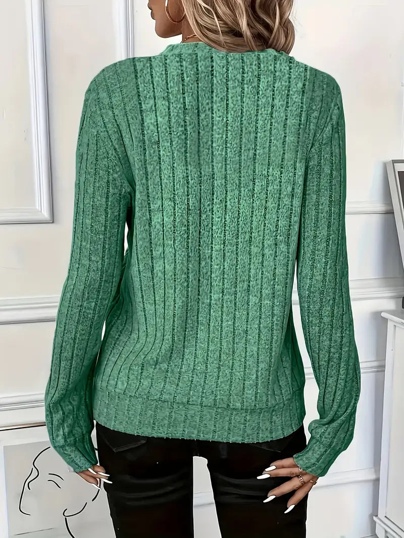 Women’s Green Elegant Tunic Sweater – Chic Longline with Full Zipper