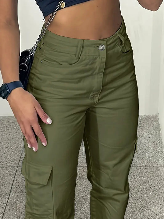 Women’s High-Waisted Casual Cargo Pants – Lightweight All-Season Comfort