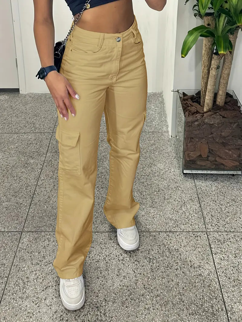 Women’s High-Waisted Casual Cargo Pants – Lightweight All-Season Comfort