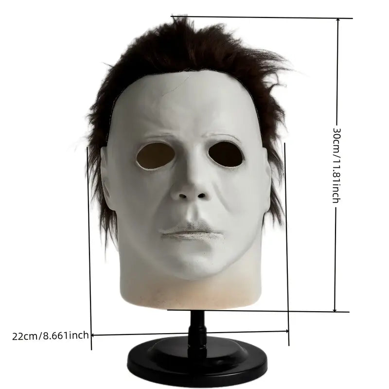 Realistic Michael Myers Halloween Mask – White Latex Horror Mask with Scars & Wrinkles, Full Face Costume Prop for Adults