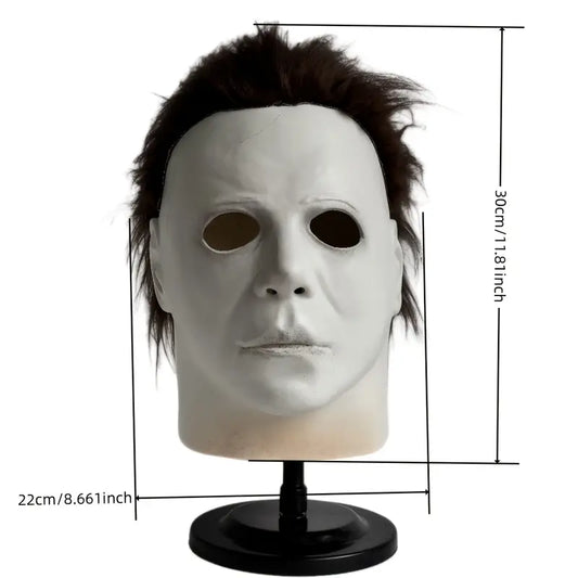 Realistic Michael Myers Halloween Mask – White Latex Horror Mask with Scars & Wrinkles, Full Face Costume Prop for Adults