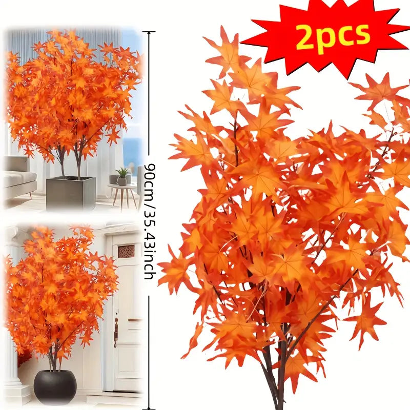 2pcs Large 35.4" Realistic Red Maple Trees – Seasonal Artificial Decor