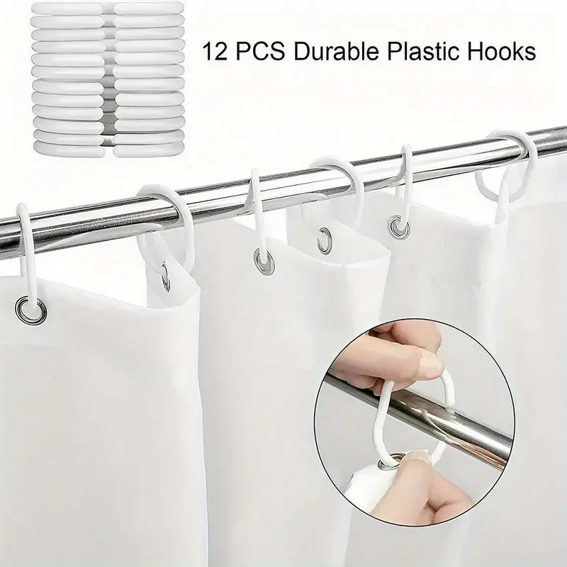 Halloween Shower Curtain Set with 12 Hooks – Spooky Pumpkin, Bat & Ghost Pattern | 70.8x70.8 in Polyester Fabric, Machine Washable
